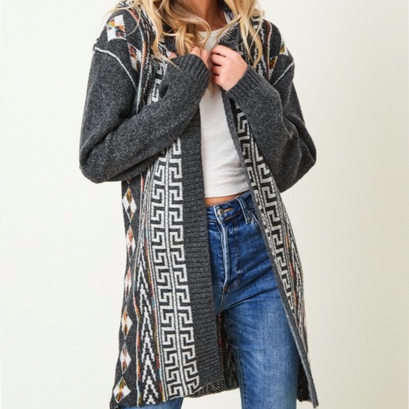 #101. CLOSEOUT FIRM 🌸New! Boho Aztec Long Soft Sweater Coat - Picture 4 of 6